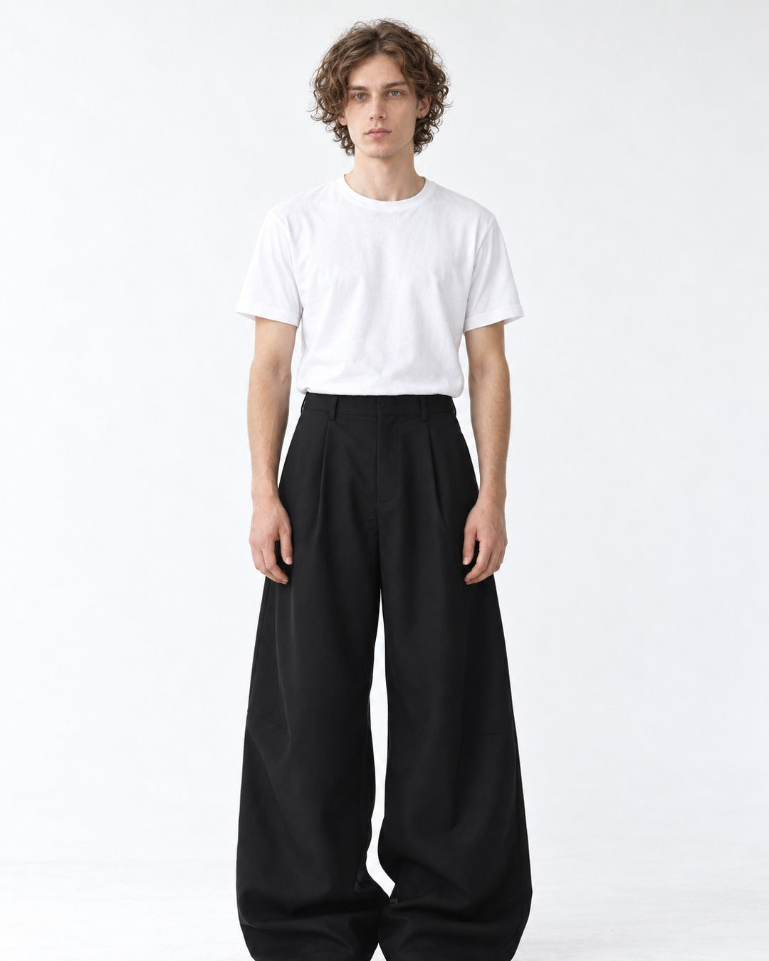 Diagonal Panel Balloon-Leg Trousers