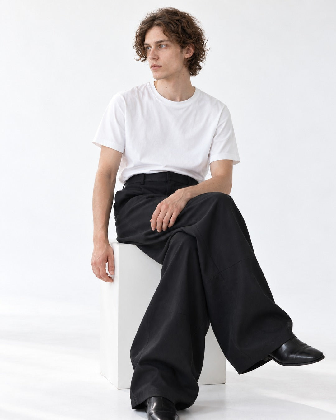Diagonal Panel Balloon-Leg Trousers