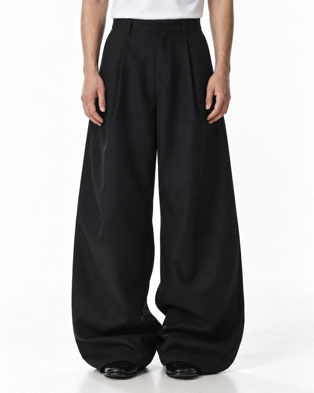 Diagonal Panel Balloon-Leg Trousers
