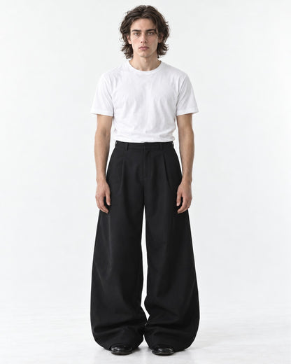 Barrel-Leg Pleated Trousers