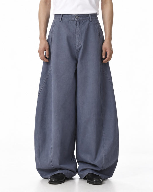 Washed Balloon-Leg Jeans