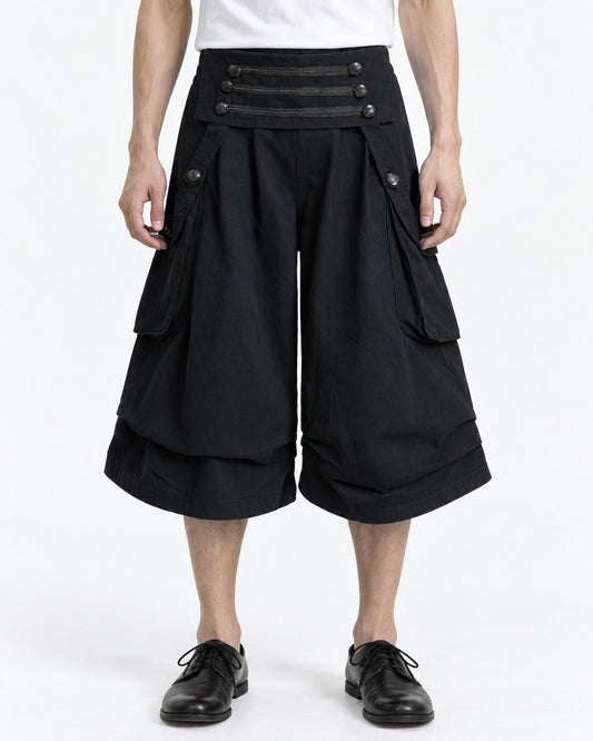Triple-Snap Waistband Cropped Cargo Shorts