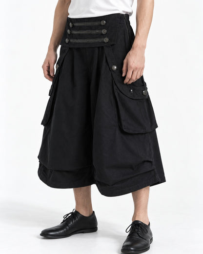 Triple-Snap Waistband Cropped Cargo Shorts