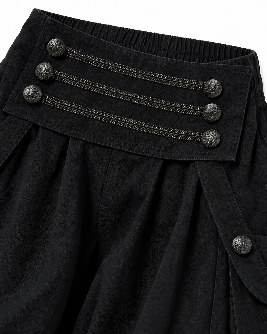 Triple-Snap Waistband Cropped Cargo Shorts