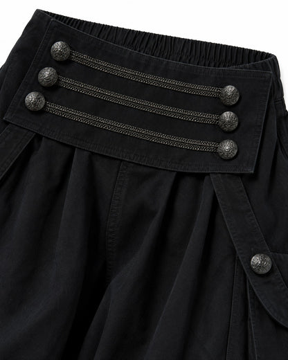 Triple-Snap Waistband Cropped Cargo Shorts