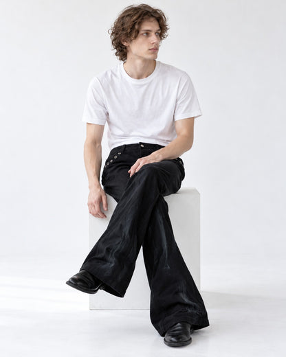 Grommet-Detail Flared Jeans