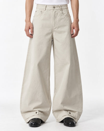Snap-Cuff Wide-Leg Trousers with Coin Pocket
