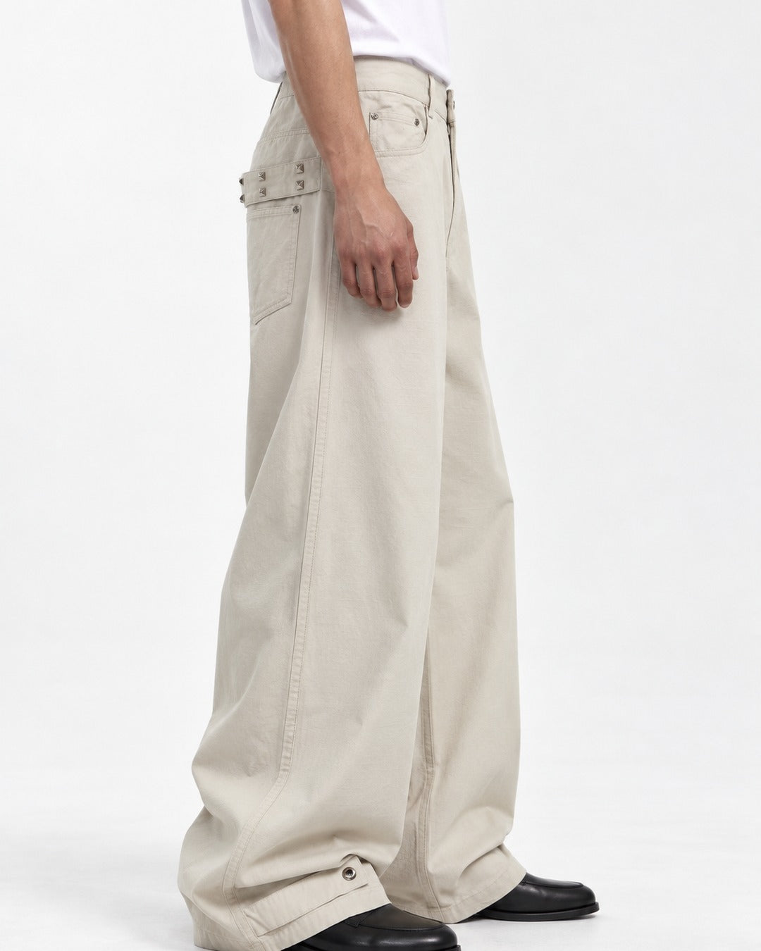 Snap-Cuff Wide-Leg Trousers with Coin Pocket