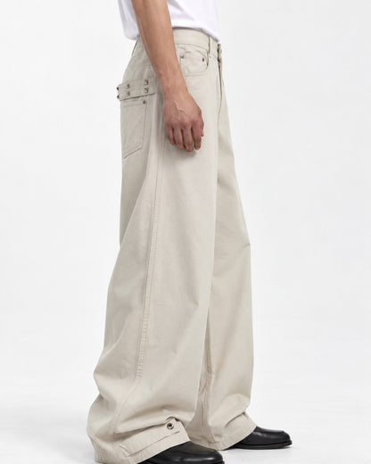 Snap-Cuff Wide-Leg Trousers with Coin Pocket