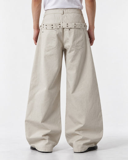 Snap-Cuff Wide-Leg Trousers with Coin Pocket