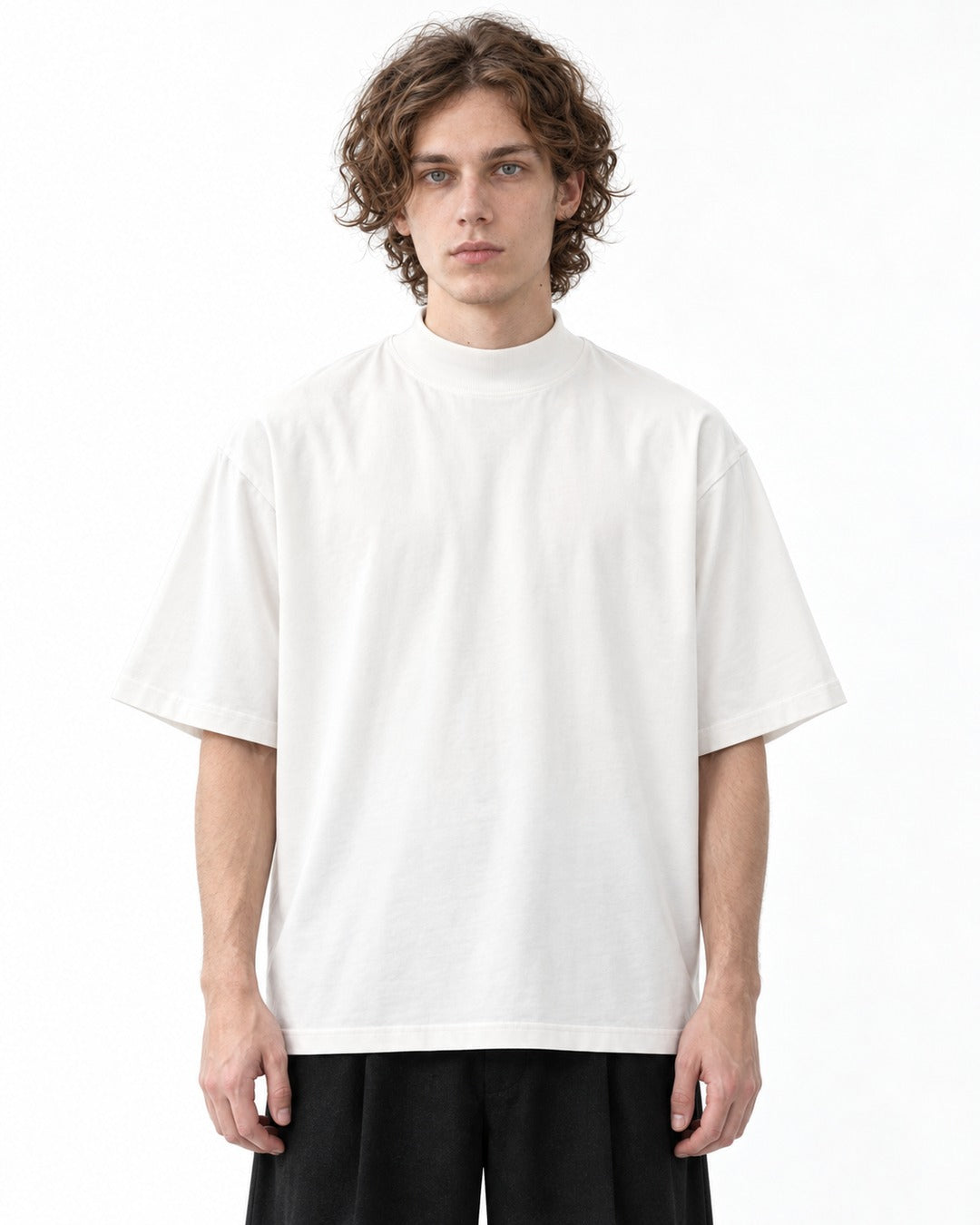Mock-Neck Oversized Tee