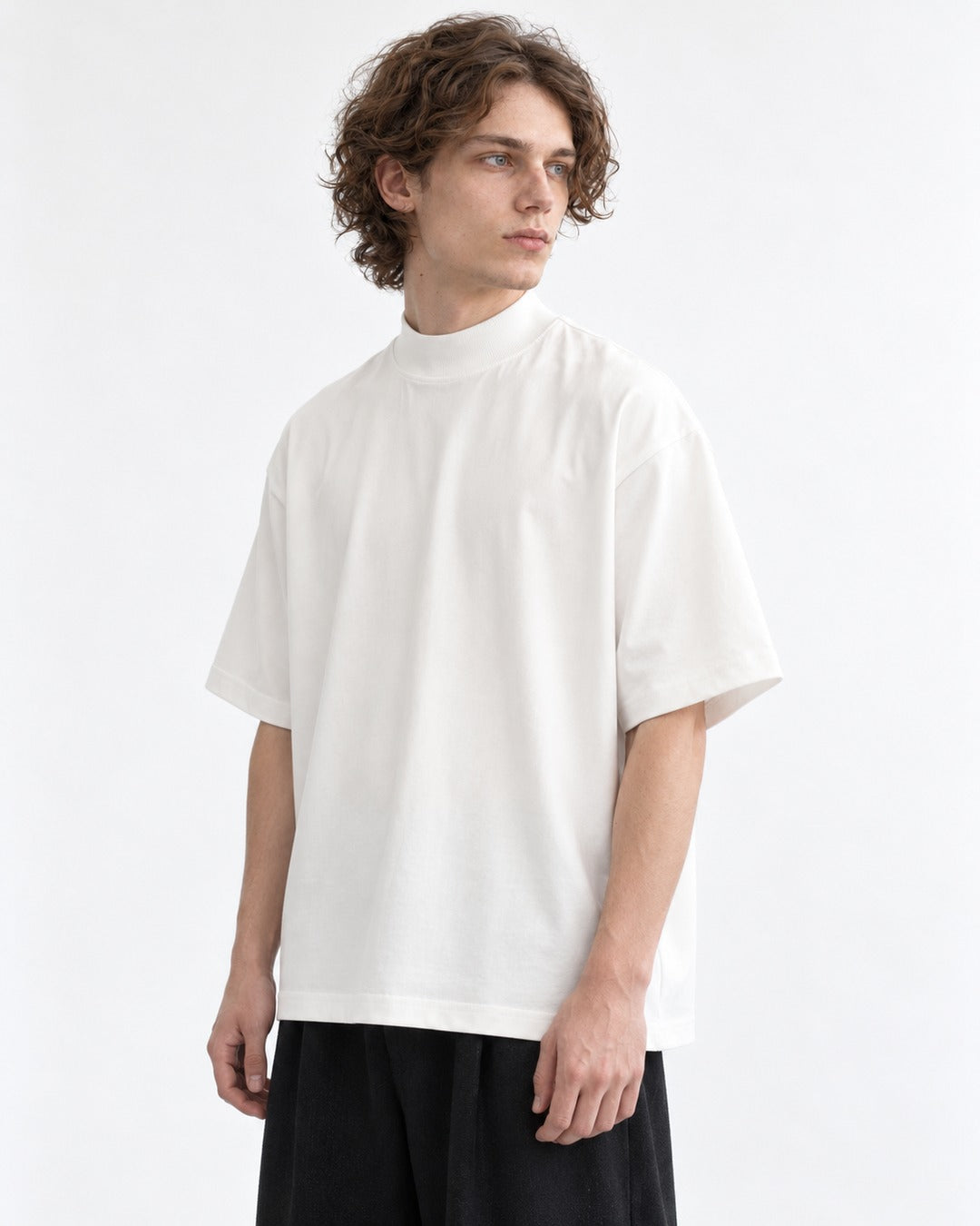 Mock-Neck Oversized Tee