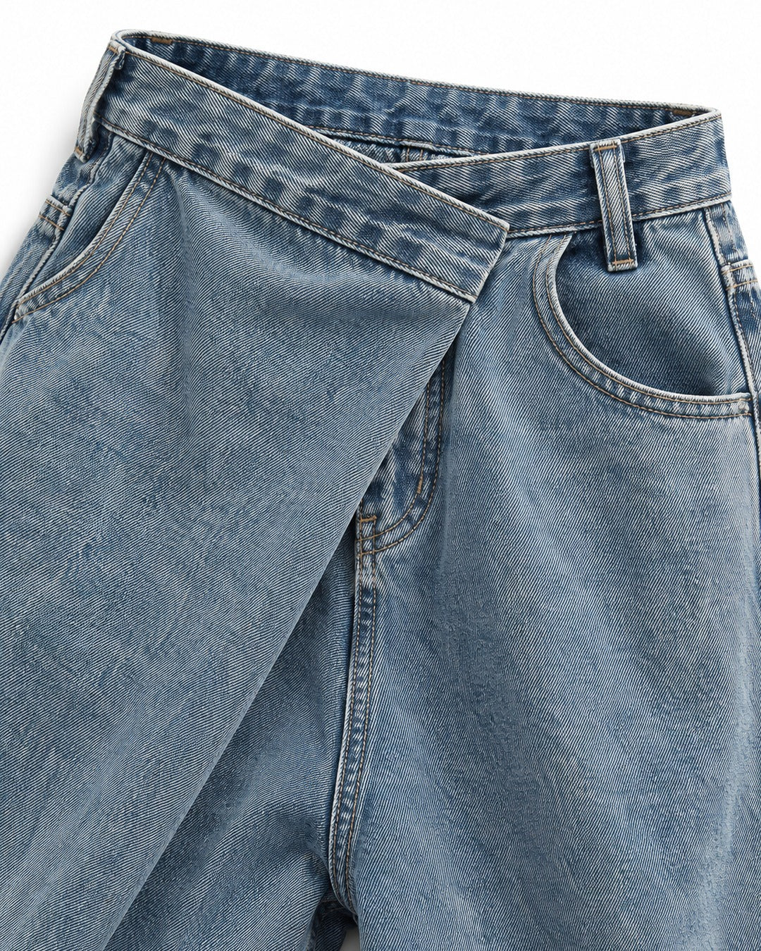 Wrap Front Wide-Leg Jeans
