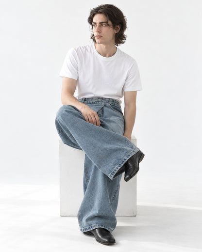 Wrap Front Wide-Leg Jeans