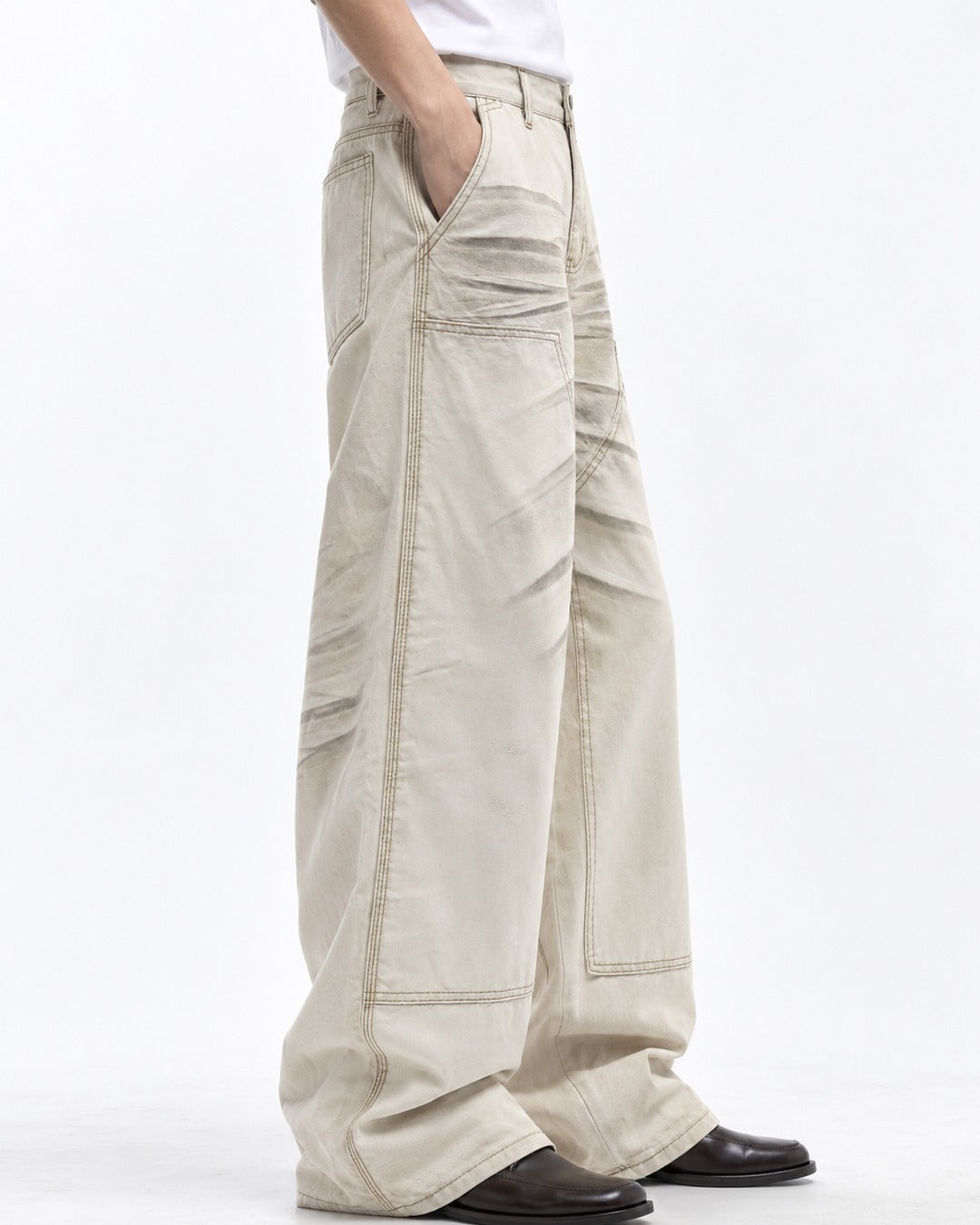 Double Stitch Carpenter Wide-Leg Jeans