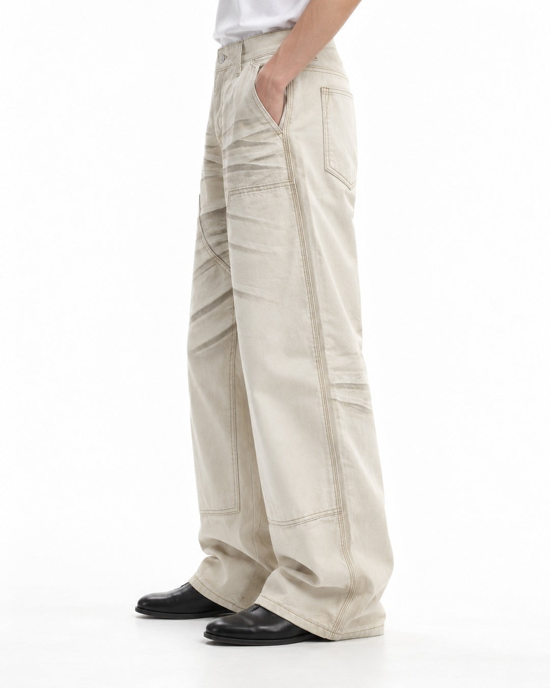 Double Stitch Carpenter Wide-Leg Jeans