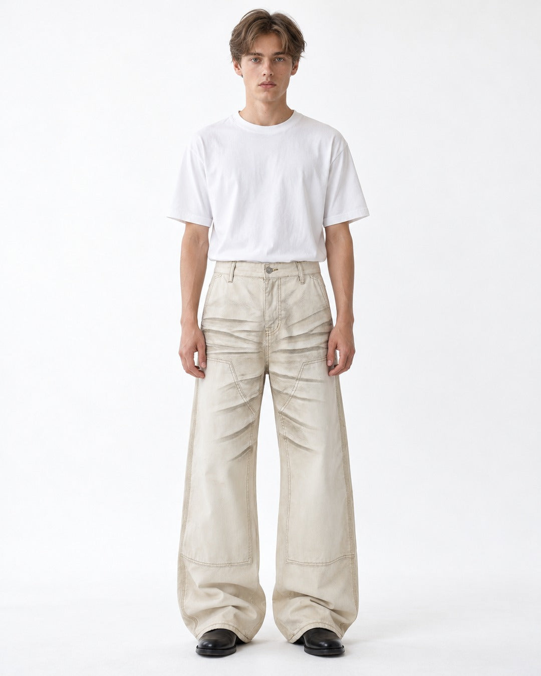 Double Stitch Carpenter Wide-Leg Jeans