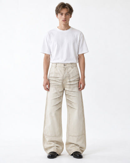 Double Stitch Carpenter Wide-Leg Jeans