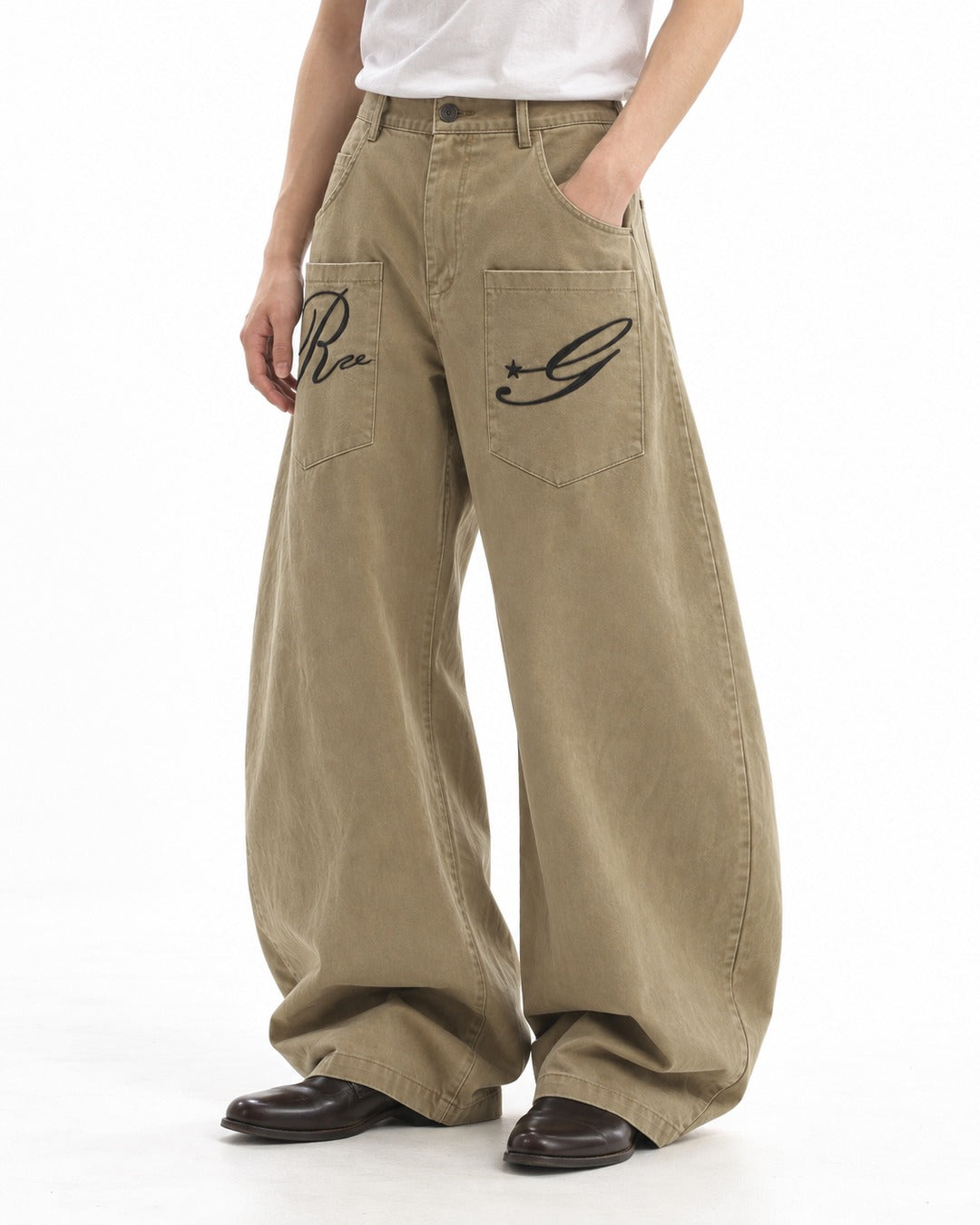 Patch-Pocket Balloon-Leg Pants