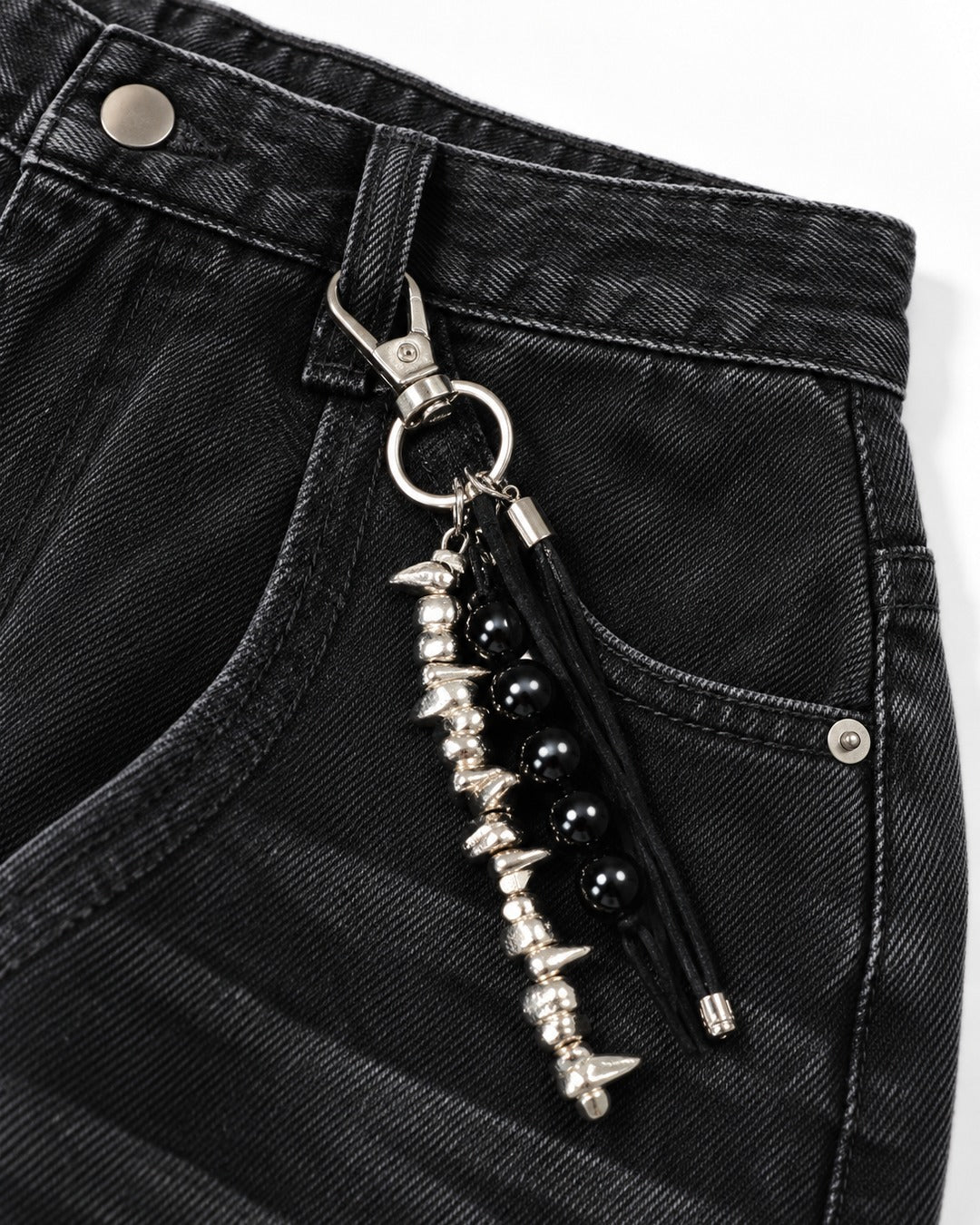Rivet-Hem Barrel-Leg Jeans
