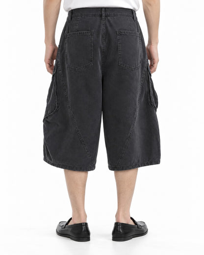 Wide-Leg Cargo Shorts with Multiple Pockets