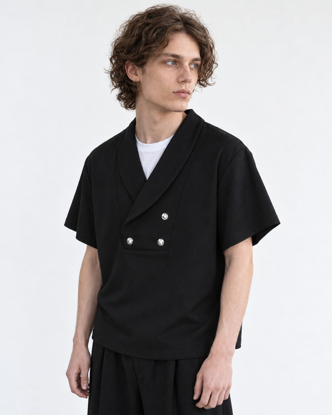 Double-Breasted Short-Sleeve Shirt
