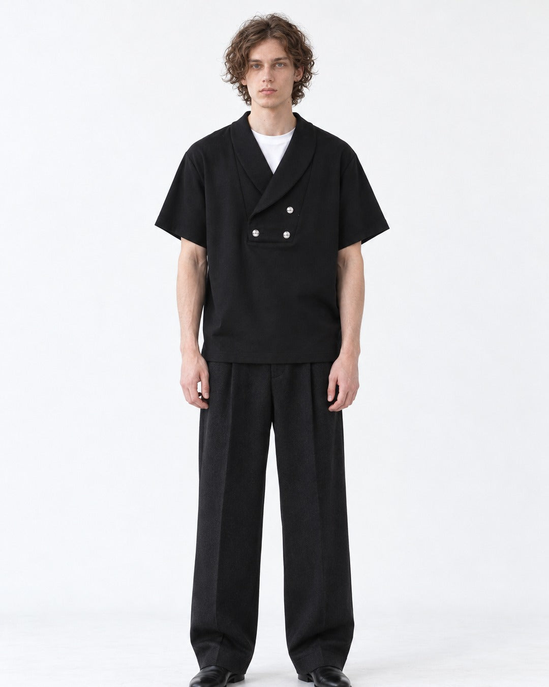 Double-Breasted Short-Sleeve Shirt