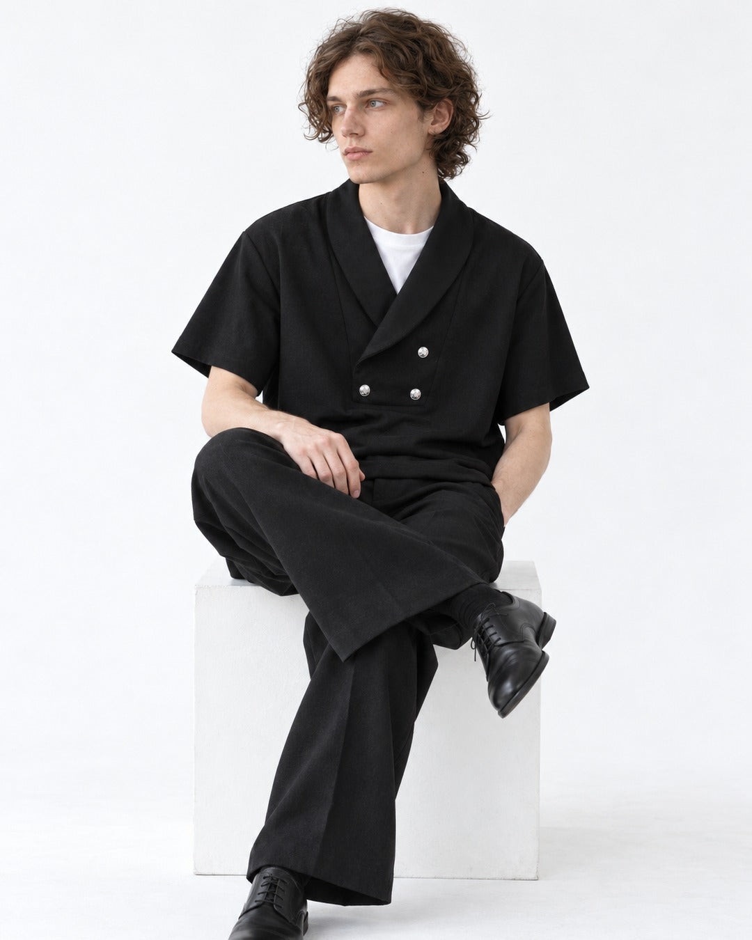 Double-Breasted Short-Sleeve Shirt