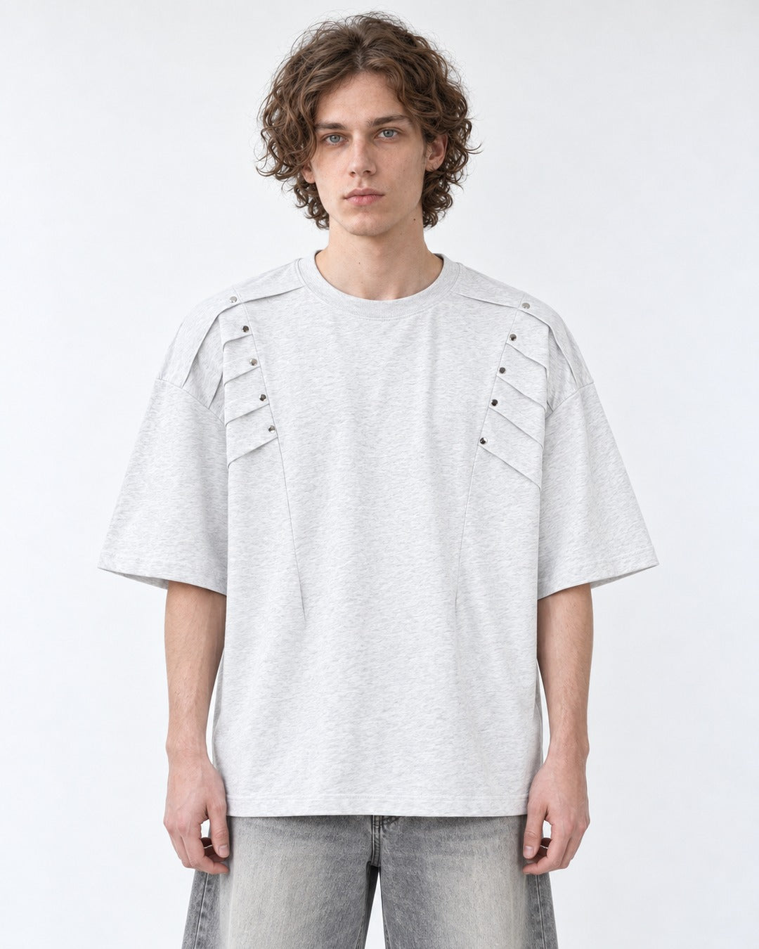 Tee with Rivet-Studded Yoke