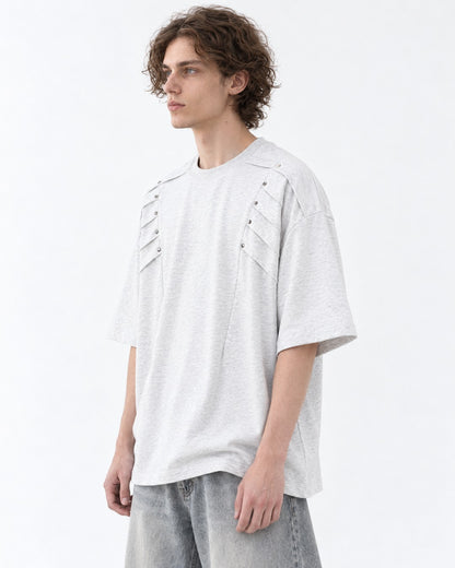 Tee with Rivet-Studded Yoke