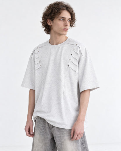 Tee with Rivet-Studded Yoke