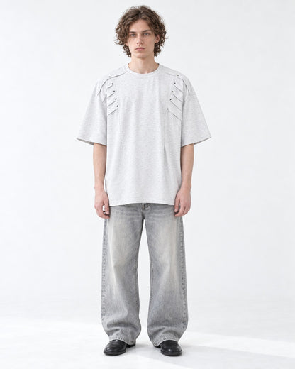 Tee with Rivet-Studded Yoke