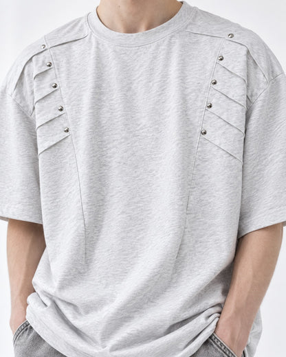 Tee with Rivet-Studded Yoke