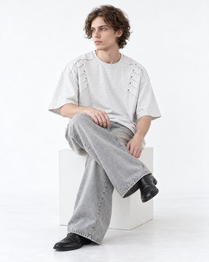Tee with Rivet-Studded Yoke