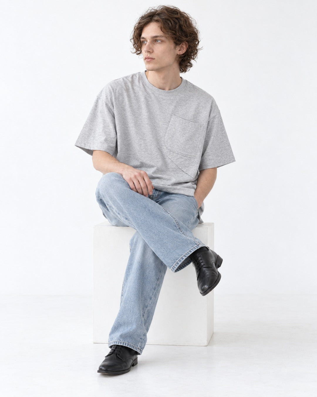 Chest-Pocket Tee with Drawstring Hem