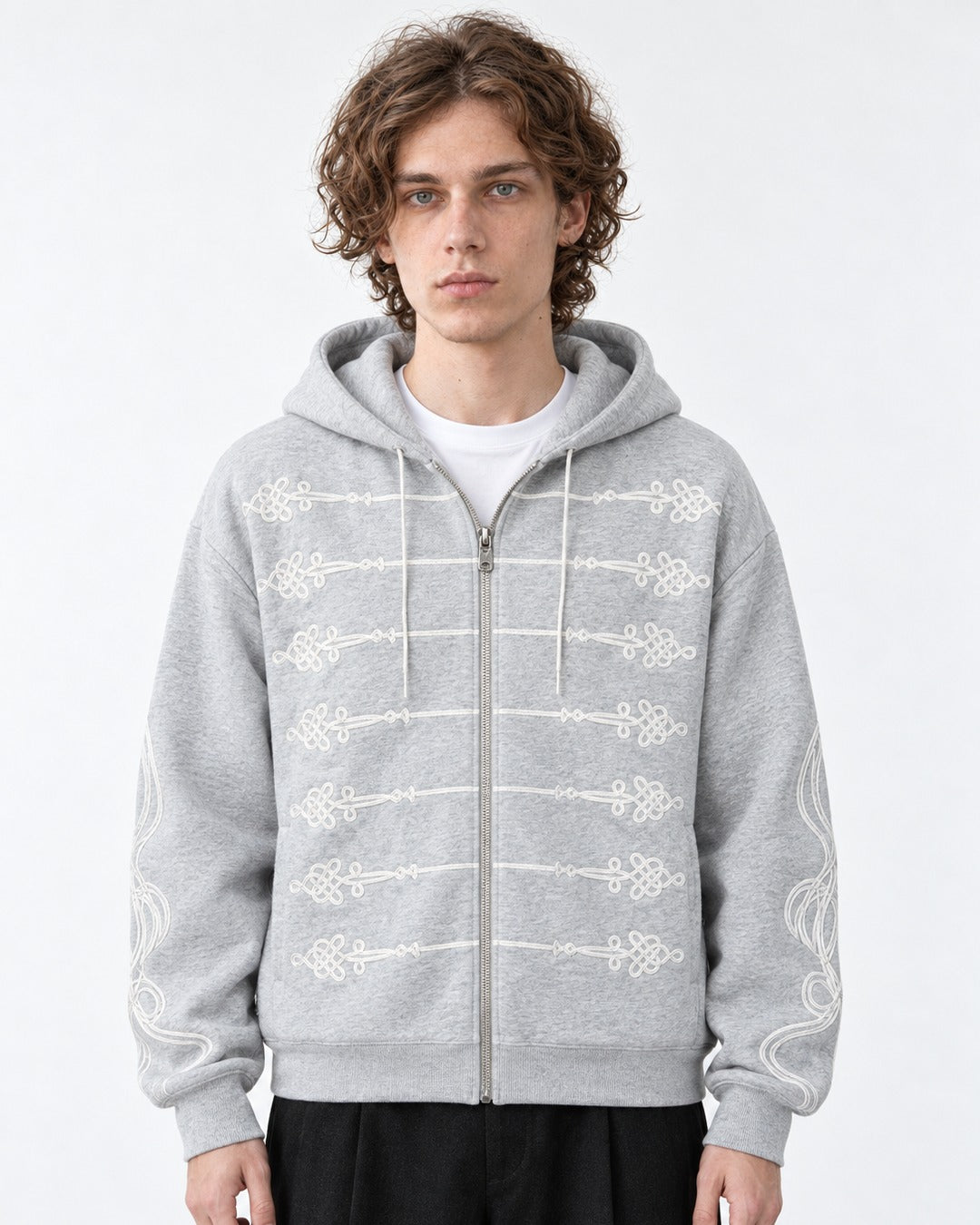 Knot-Embroidered Hooded Sweatshirt