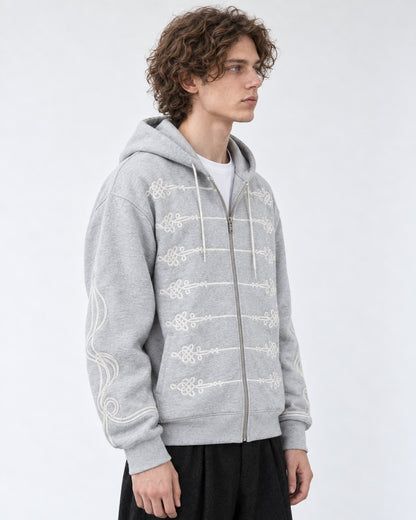 Knot-Embroidered Hooded Sweatshirt