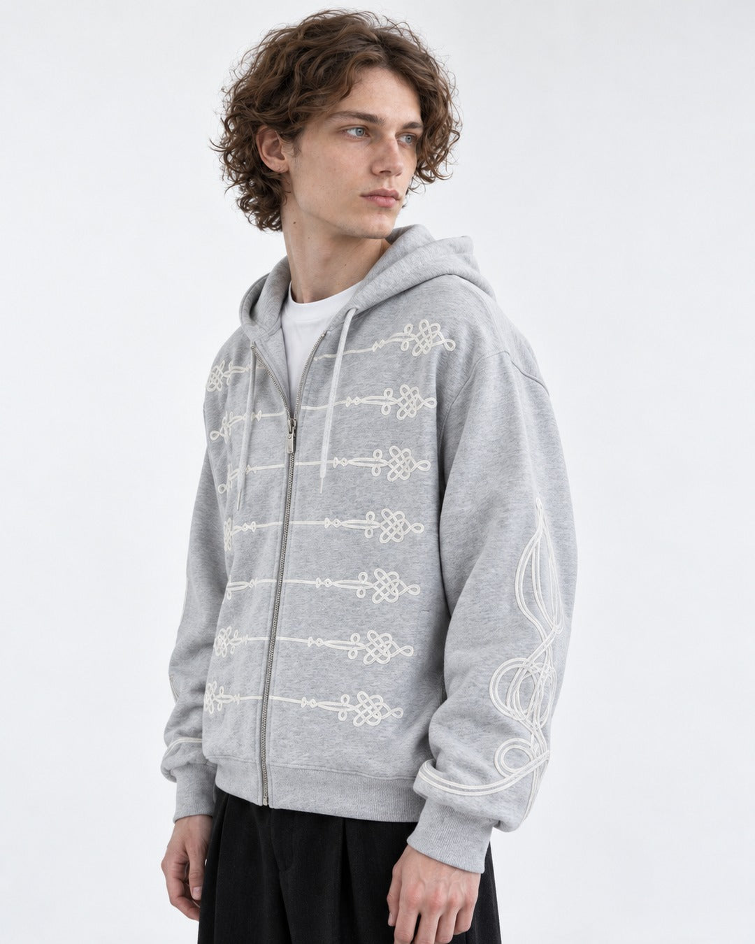 Knot-Embroidered Hooded Sweatshirt