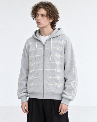 Knot-Embroidered Hooded Sweatshirt