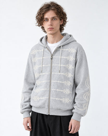 Knot-Embroidered Hooded Sweatshirt