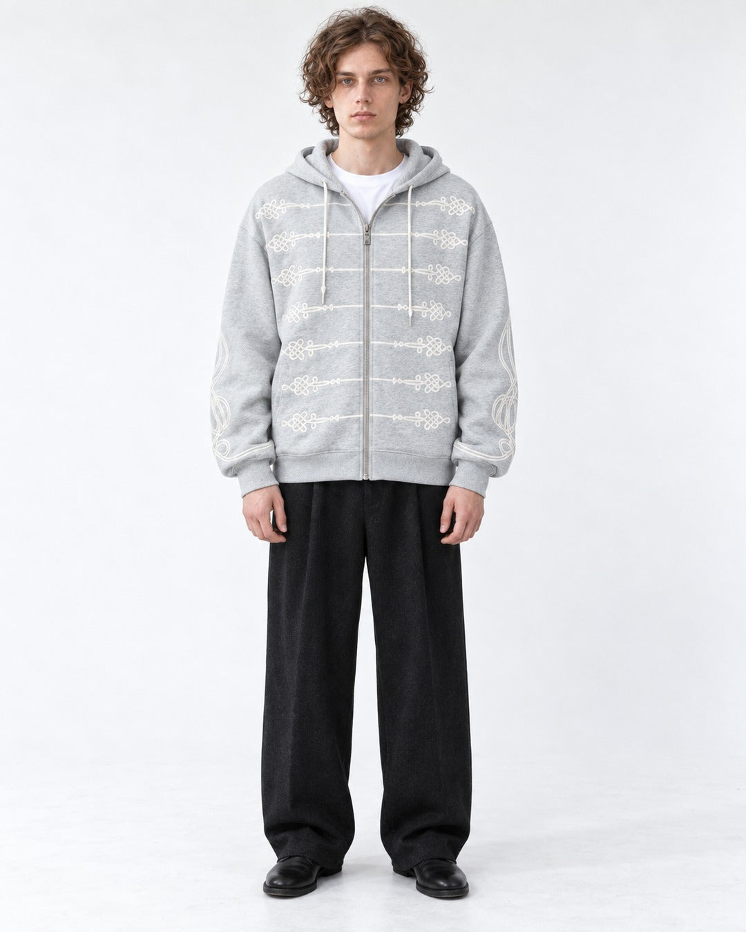 Knot-Embroidered Hooded Sweatshirt