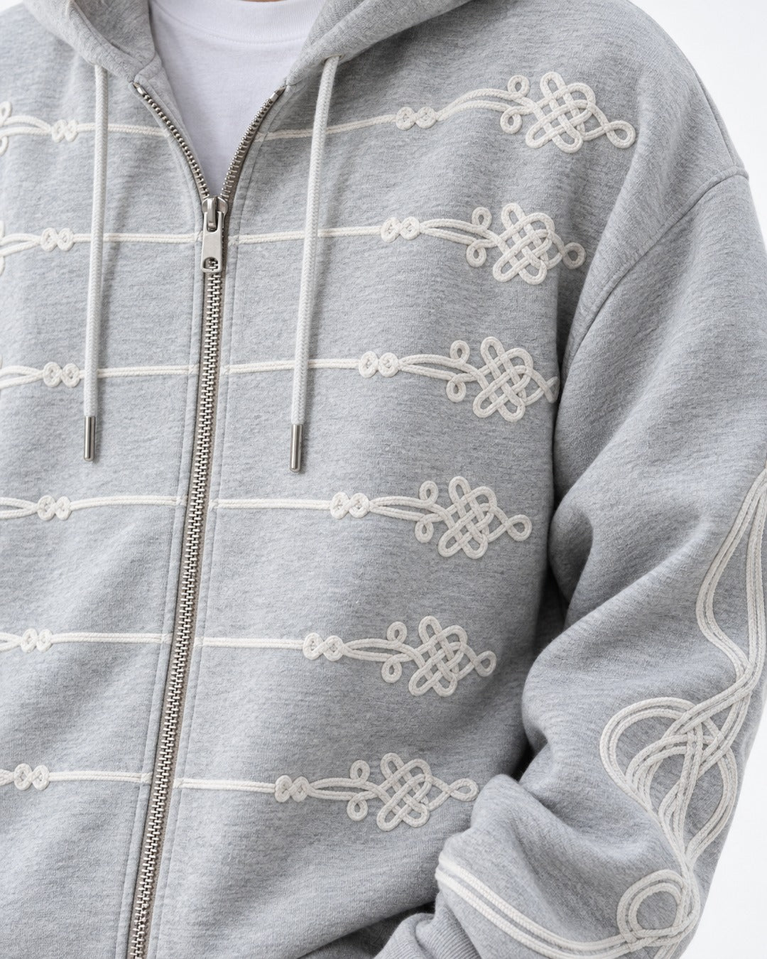 Knot-Embroidered Hooded Sweatshirt