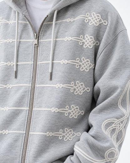Knot-Embroidered Hooded Sweatshirt