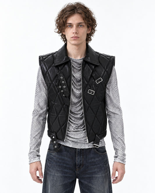 Quilted Strap-Buckle Waistcoat