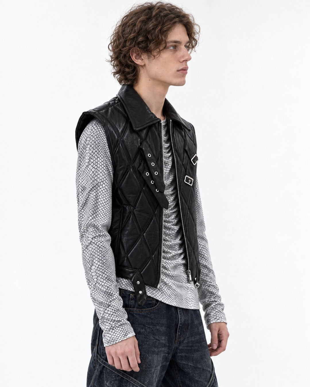 Quilted Strap-Buckle Waistcoat