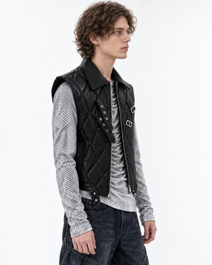 Quilted Strap-Buckle Waistcoat