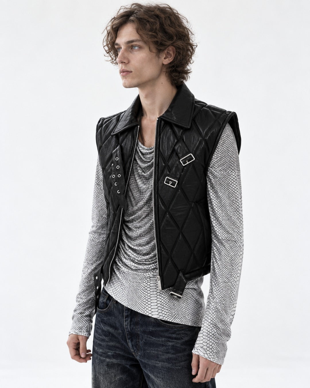 Quilted Strap-Buckle Waistcoat