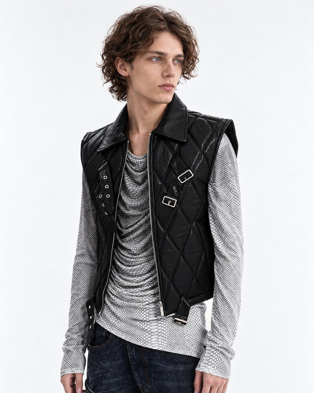 Quilted Strap-Buckle Waistcoat