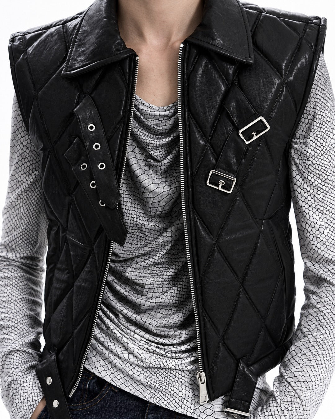 Quilted Strap-Buckle Waistcoat