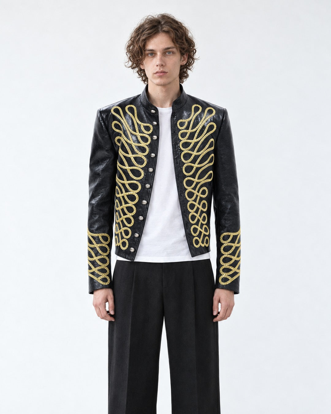 Gold Braid-Trim Military Jacket